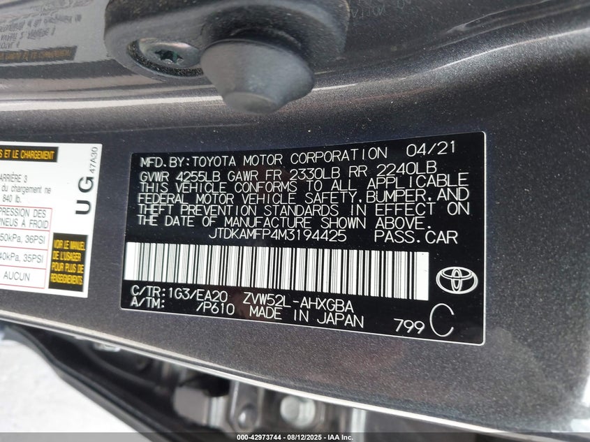 2021 TOYOTA PRIUS PRIME XLE - JTDKAMFP4M3194425