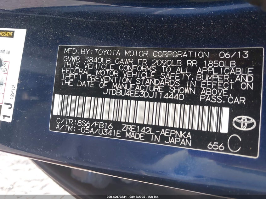 2013 TOYOTA COROLLA LE - JTDBU4EE3DJ114440