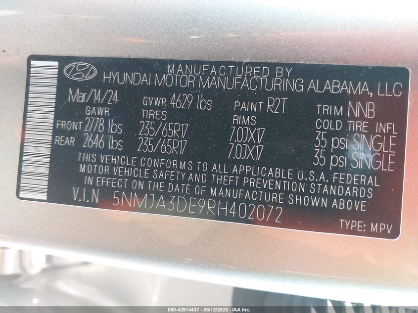 2024 HYUNDAI TUCSON SE - 5NMJA3DE9RH402072