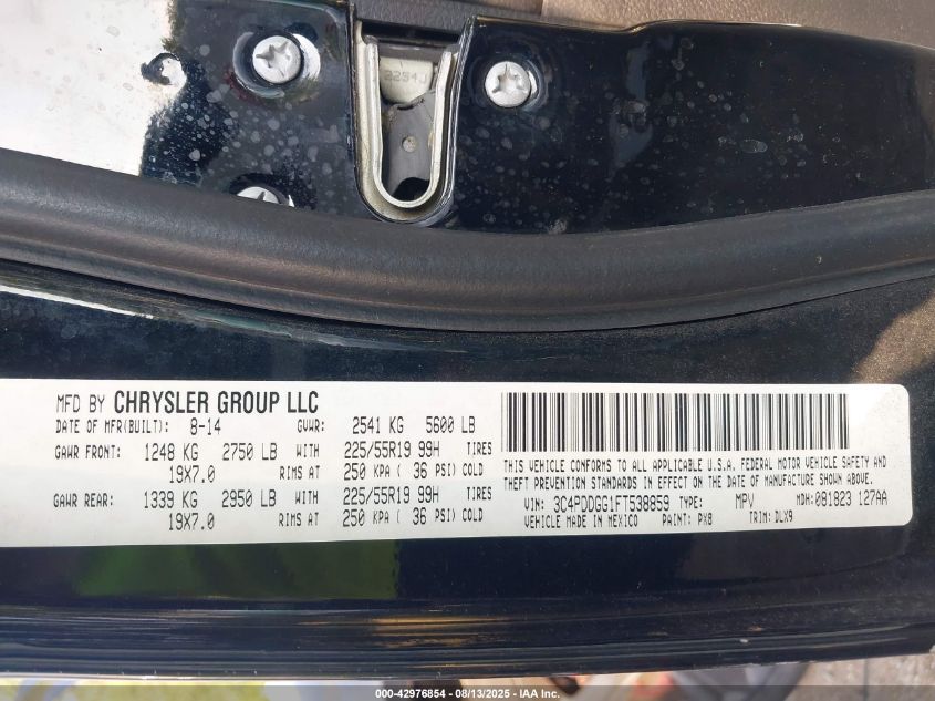 2015 Dodge Journey Crossroad VIN: 3C4PDDGG1FT538859 Lot: 42976854