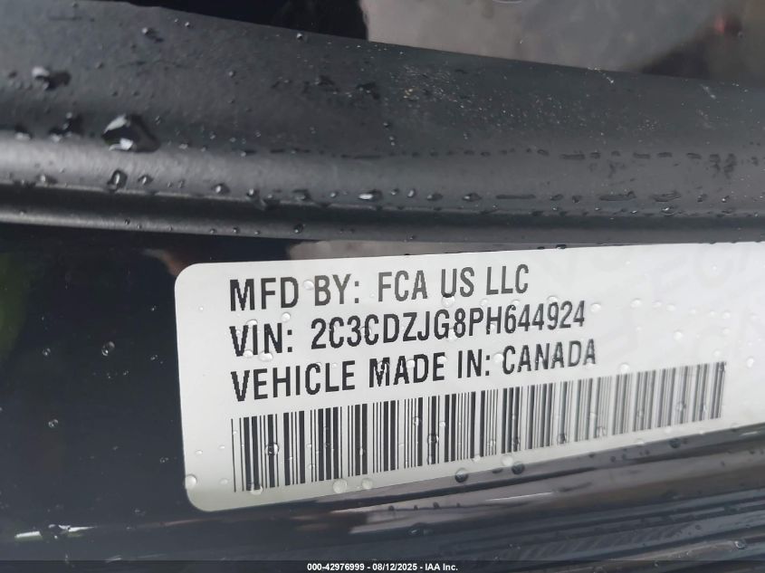 2023 Dodge Challenger Gt VIN: 2C3CDZJG8PH644924 Lot: 42976999