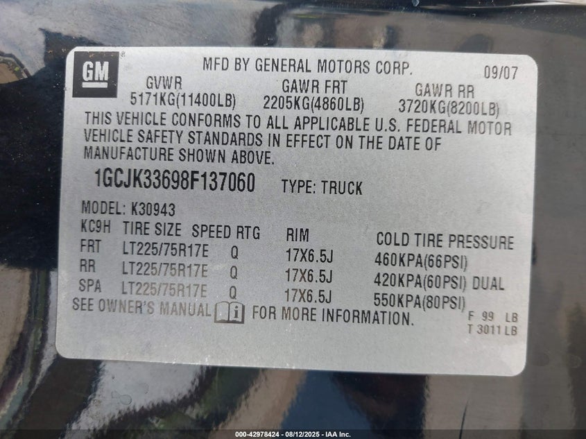 1GCJK33698F137060 2008 CHEVROLET SILVERADO photo no. 8