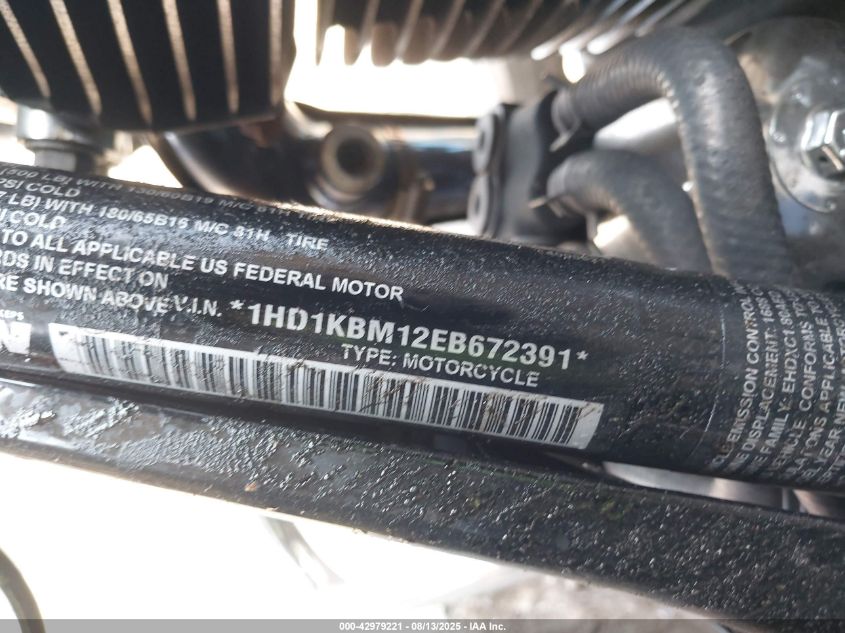 2014 Harley-Davidson Flhx Street Glide VIN: 1HD1KBM12EB672391 Lot: 42979221
