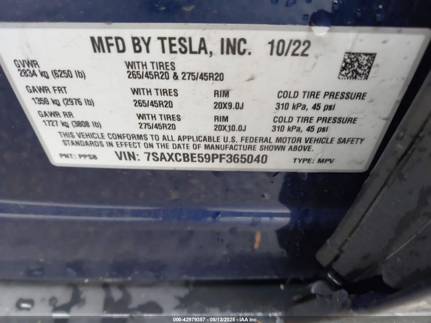 2023 Tesla Model X - 7SAXCBE59PF365040