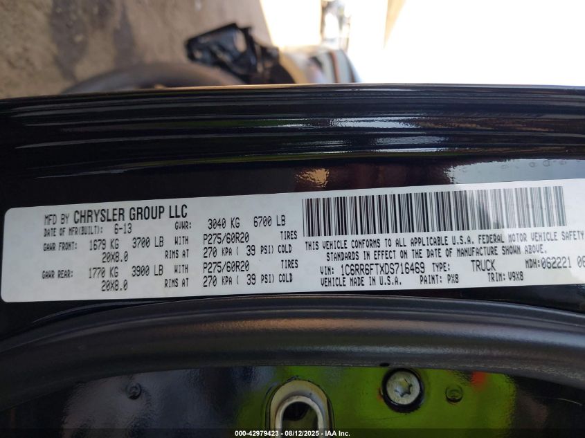 2013 Ram 1500 Express VIN: 1C6RR6FTXDS716469 Lot: 42979423