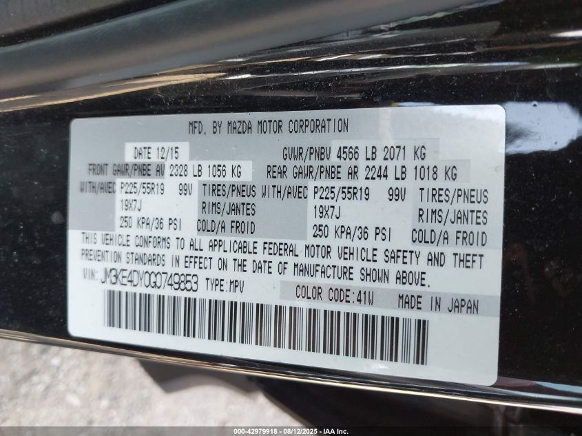 2016 Mazda Cx-5 VIN: JM3KE4DYOGO749853 Lot: 42979918