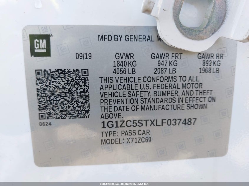 2020 CHEVROLET MALIBU FWD 1FL - 1G1ZC5STXLF037487