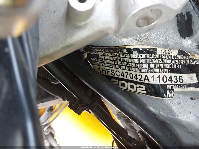 2002 Honda Gl1800 VIN: 1HFSC47042A110436 Lot: 42982913