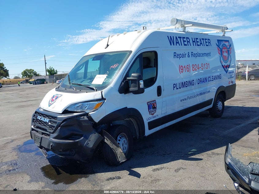 Vin: 3c6mrvjg9re130788, lot: 43478823, ram promaster 3500 cargo van tradesman high roof 159 wb ext w/pass seat 20242