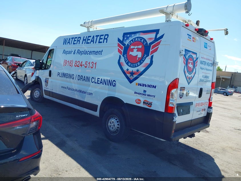 Vin: 3c6mrvjg9re130788, lot: 43478823, ram promaster 3500 cargo van tradesman high roof 159 wb ext w/pass seat 20243