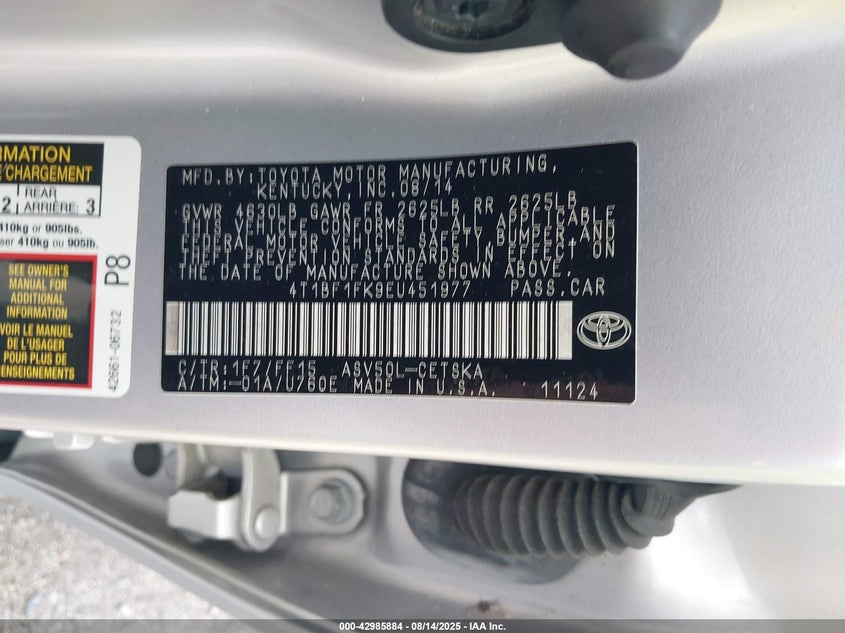 2014 Toyota Camry Se Sport VIN: 4T1BF1FK9EU451977 Lot: 42985884