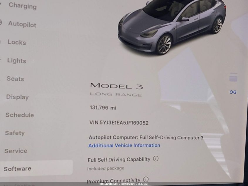 2018 Tesla Model 3 Long Range/Mid Range VIN: 5YJ3E1EA5JF169052 Lot: 42986506