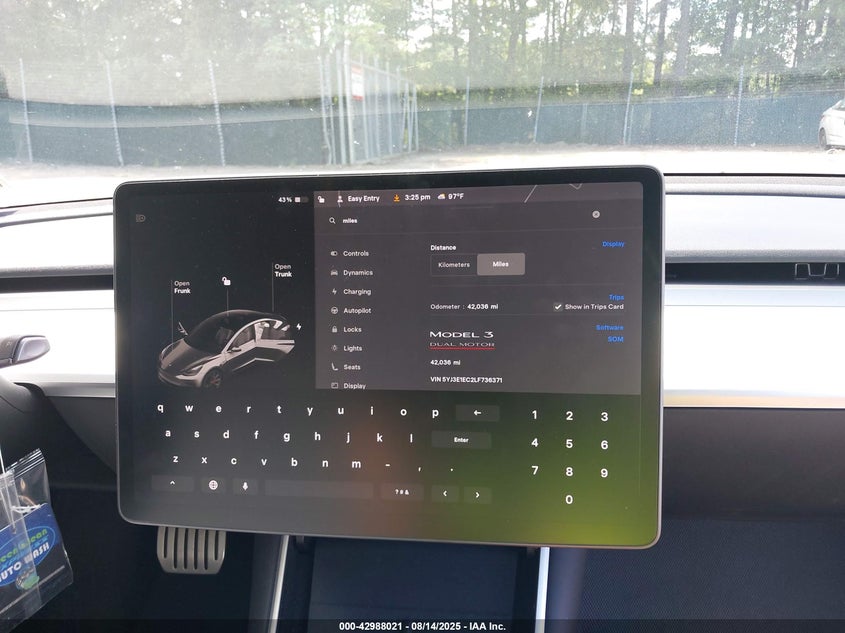 2020 Tesla Model 3 Performance Dual Motor All-wheel Drive Grey Lot 111042988021 Vin 5YJ3E1EC2LF736371