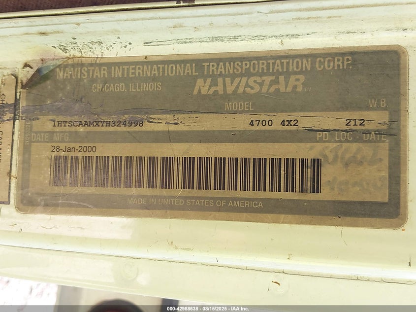 2000 International 4000 4700 VIN: 1HTSCAAMXYH324998 Lot: 42988638