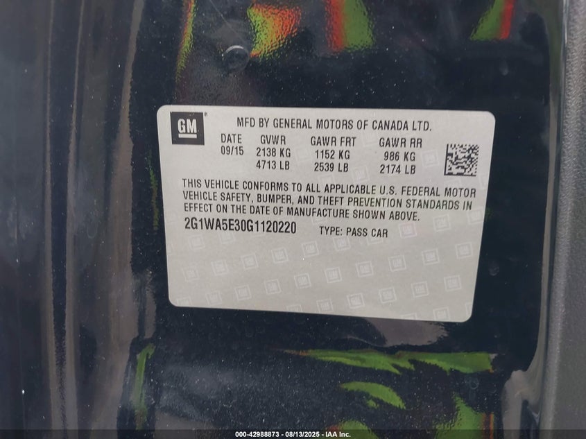 2016 CHEVROLET IMPALA LIMITED LS - 2G1WA5E30G1120220