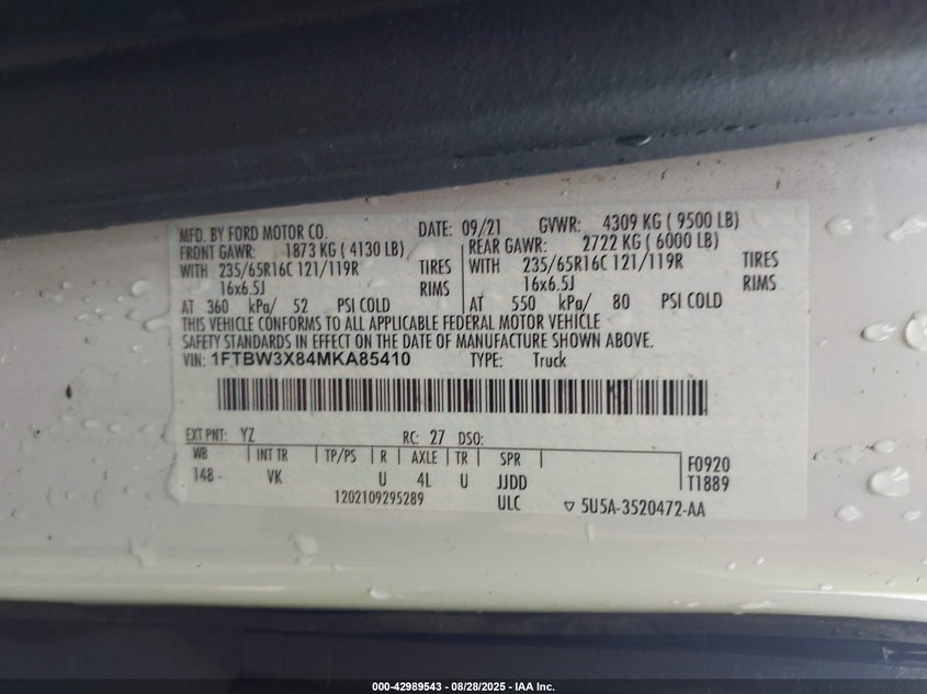 2021 FORD TRANSIT-350 CARGO VAN - 1FTBW3X84MKA85410