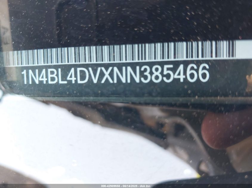 2022 Nissan Altima Sv Fwd VIN: 1N4BL4DVXNN385466 Lot: 42989558