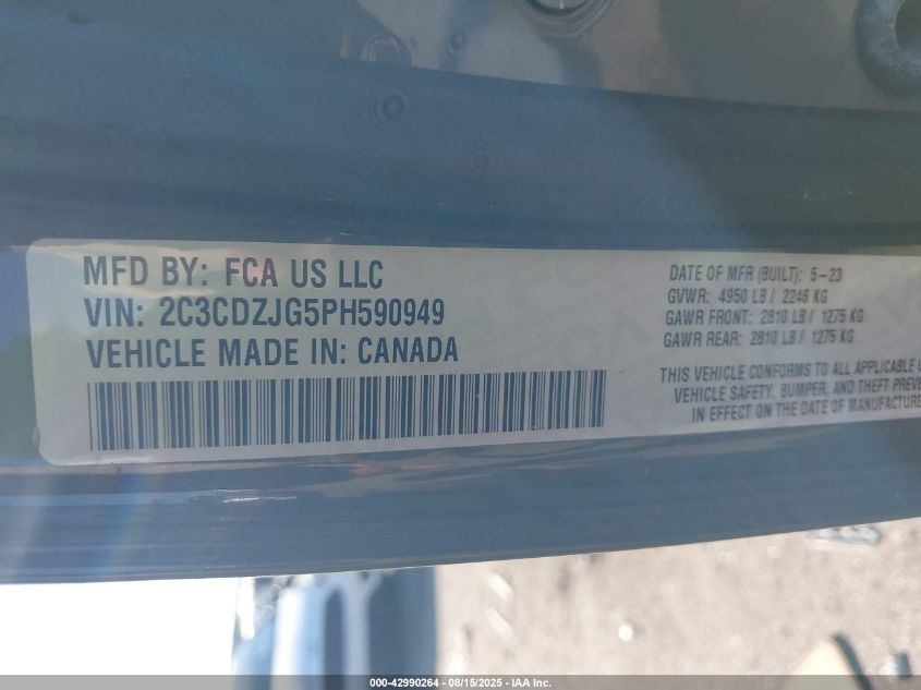 2023 Dodge Challenger Gt VIN: 2C3CDZJG5PH590949 Lot: 42990264
