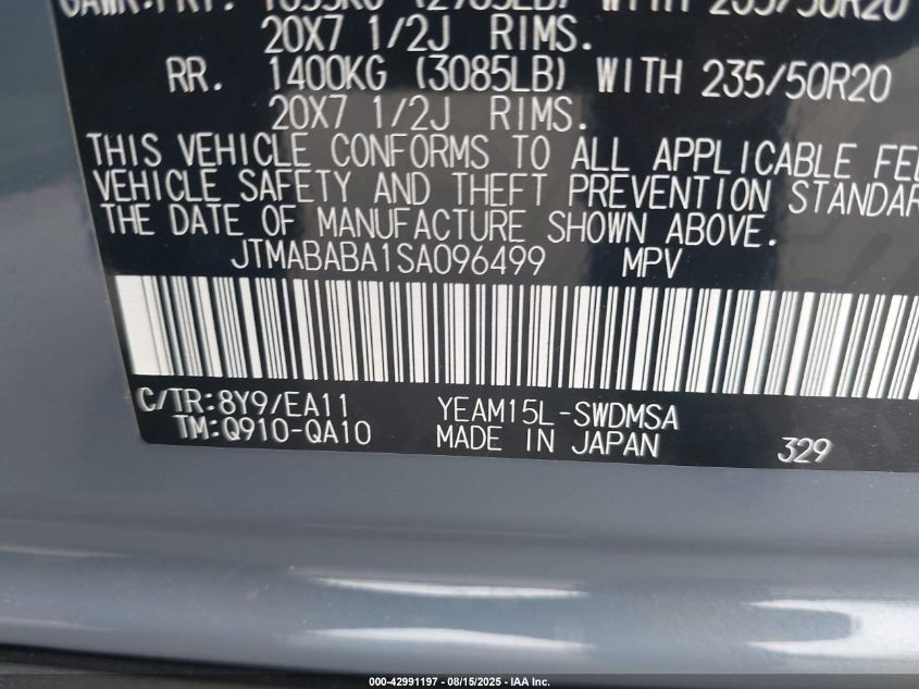 2025 Subaru Solterra Limited VIN: JTMABABA1SA096499 Lot: 42991197