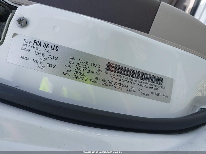 2017 CHRYSLER PACIFICA TOURING-L - 2C4RC1BG0HR688436