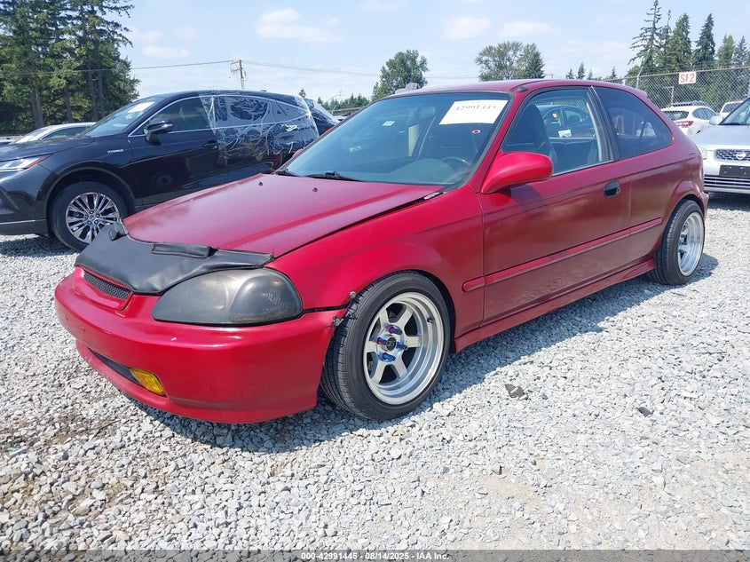 1998 Honda Civic Dx red hatchback gasoline 2HGEJ6349WH112113 photo #3