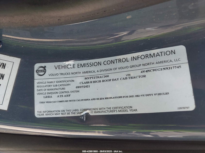 2022 Volvo Vnl VIN: 4V4NC9UG1NN317745 Lot: 42991988