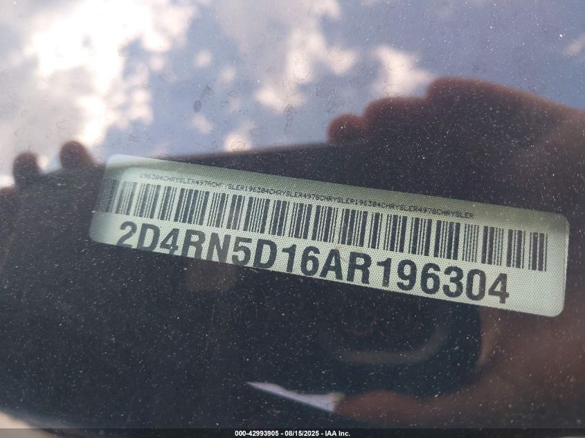 2010 Dodge Grand Caravan Sxt VIN: 2D4RN5D16AR196304 Lot: 42993905