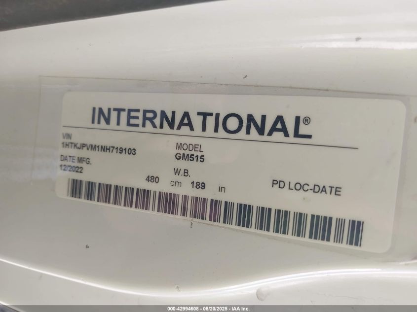 2022 Chevrolet Silverado 4500Hd 1Wt VIN: 1HTKJPVM1NH719103 Lot: 42994608