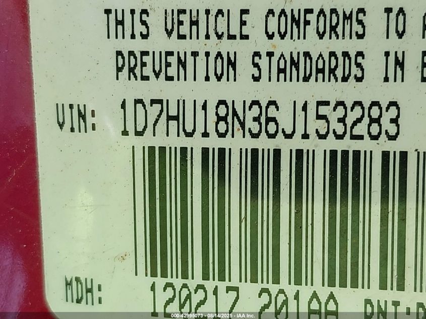 2006 Dodge Ram 1500 Slt/Trx4 Off Road/Sport VIN: 1D7HU18N36J153283 Lot: 42995073