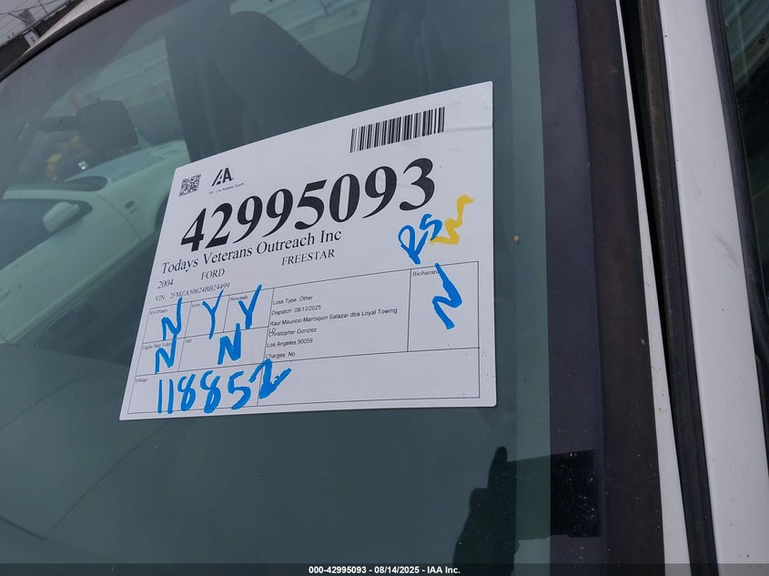 2004 Ford Freestar S VIN: 2FMZA50624BB24499 Lot: 42995093