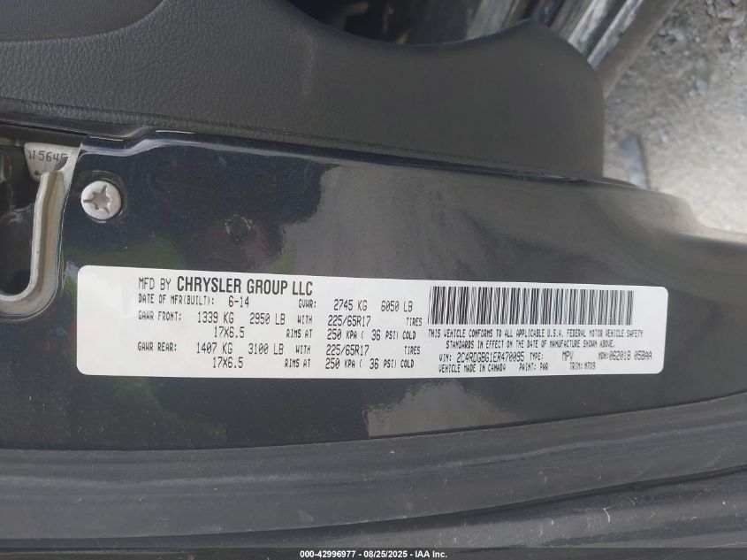 2014 Dodge Grand Caravan Se 30Th Anniversary VIN: 2C4RDGBG1ER470095 Lot: 42996977