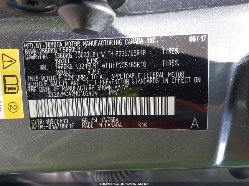 2017 LEXUS RX 350/BASE/F SPORT - 2T2BZMCA2HC102424