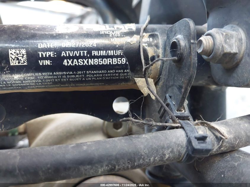 2024 Polaris Sportsman 850 High Lifter Edition VIN: 4XASXN850RB597743 Lot: 42997606