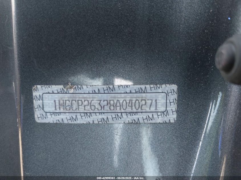 2008 Honda Accord 2.4 Lx VIN: 1HGCP26328A040271 Lot: 42999363