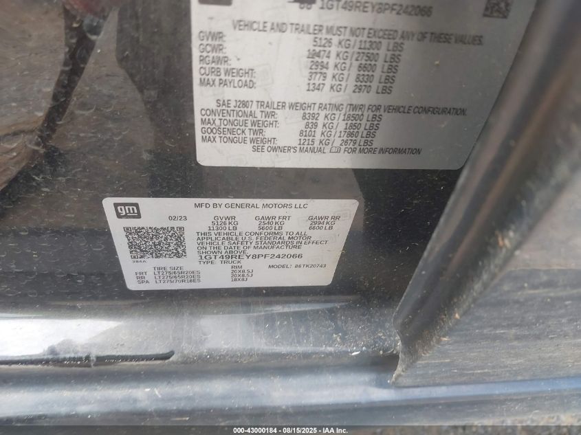 2023 GMC Sierra - 1GT49REY8PF242066