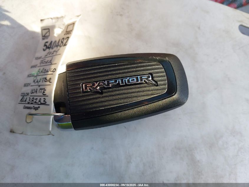 2024 Ford Bronco Raptor VIN: 1FMEE0RR6RLA38283 Lot: 43000234