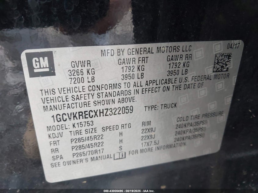 2017 CHEVROLET SILVERADO 1500 1LT - 1GCVKRECXHZ322059