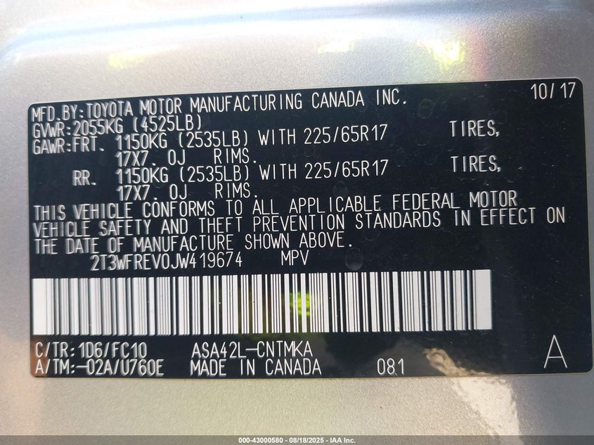 2018 TOYOTA RAV4 XLE - 2T3WFREV0JW419674