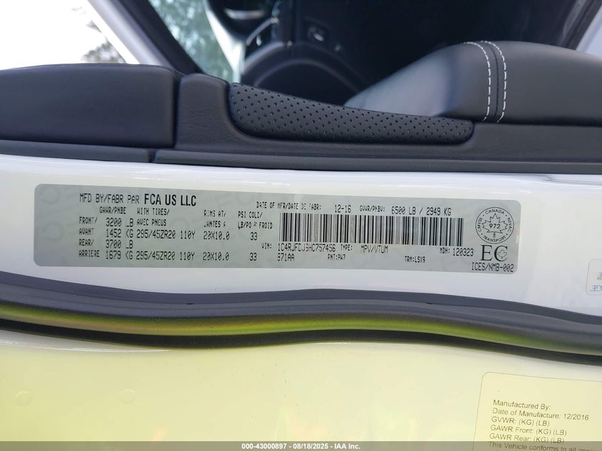 2017 JEEP GRAND CHEROKEE SRT 1C4RJFDJ6HC757456