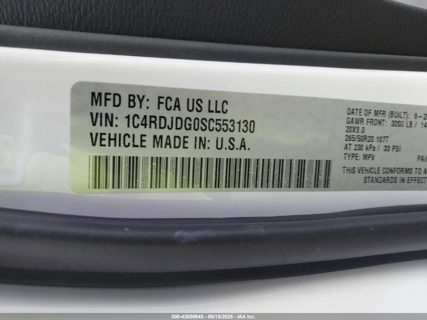 2025 Dodge Durango - 1C4RDJDG0SC553130