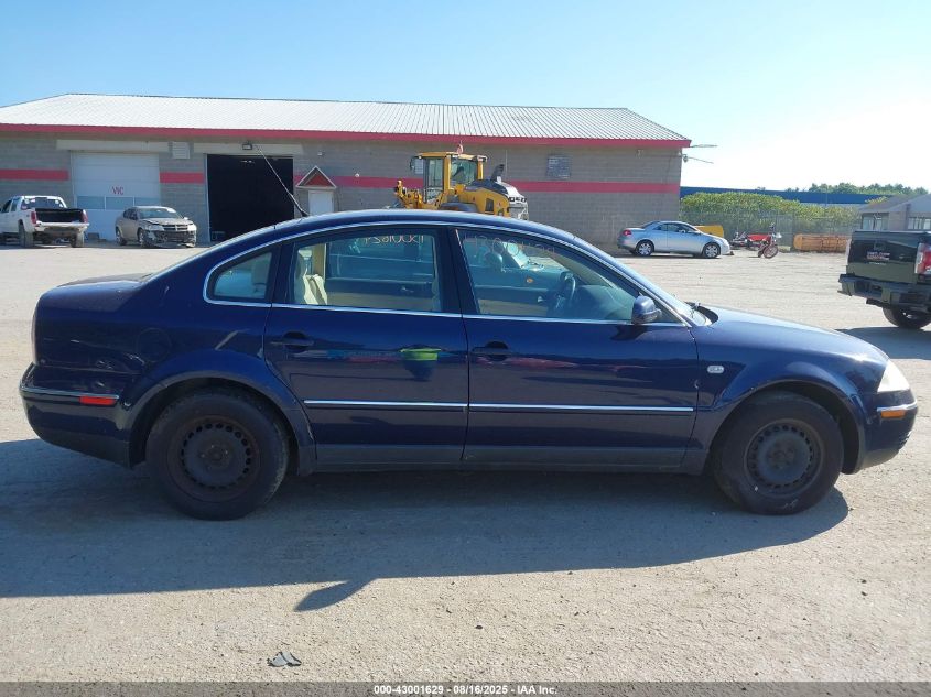 2001 Volkswagen Passat Gls VIN: WVWPD63B01P265089 Lot: 43001629