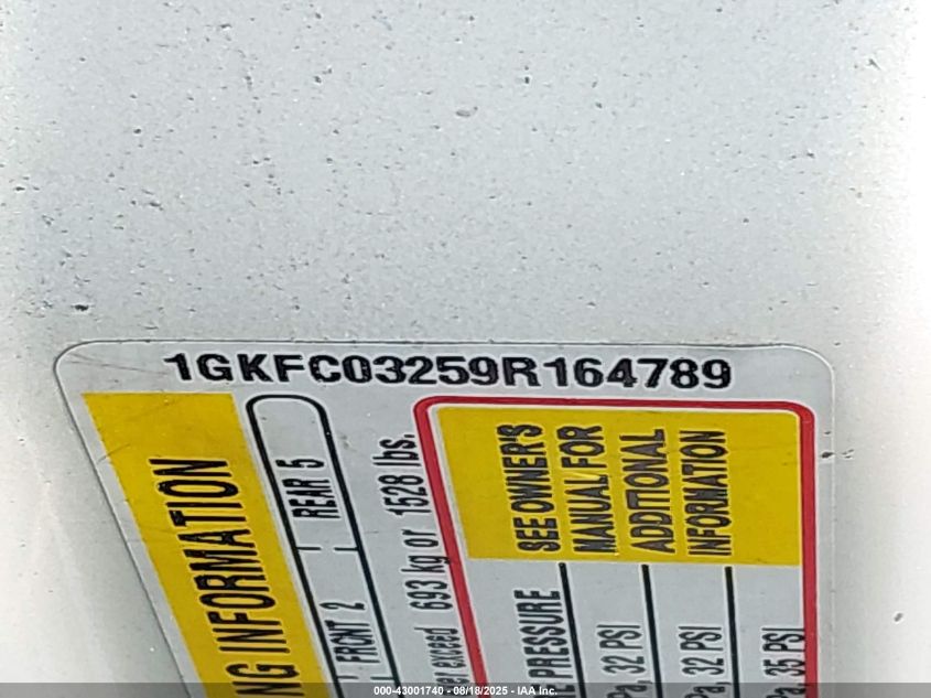 2009 GMC Yukon Denali VIN: 1GKFC03259R164789 Lot: 43001740