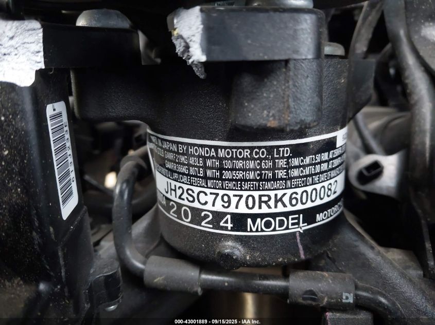 2024 Honda Gl1800 D VIN: JH2SC7970RK600082 Lot: 43001889