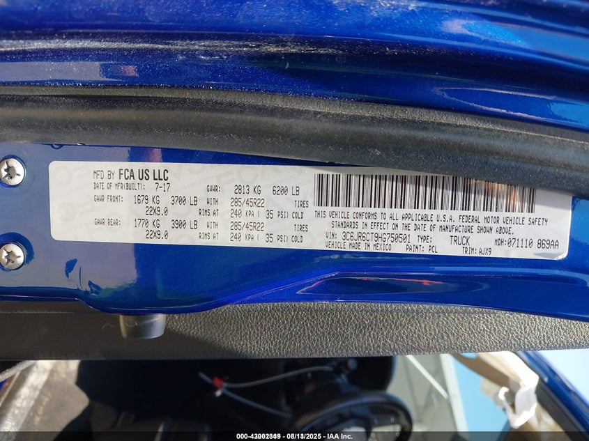 2017 RAM 1500 SPORT  4X2 6'4 BOX - 3C6JR6CT9HG750501