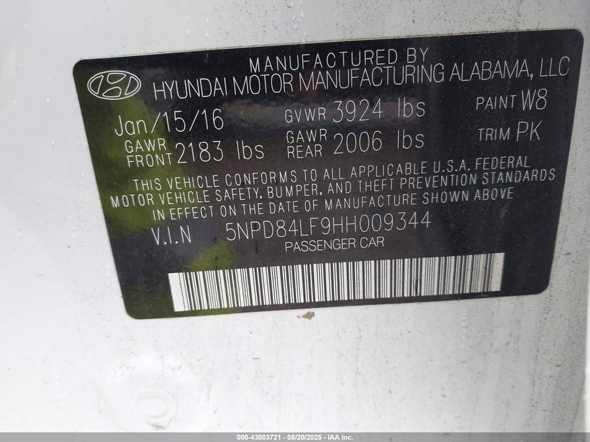 2017 HYUNDAI ELANTRA SE - 5NPD84LF9HH009344