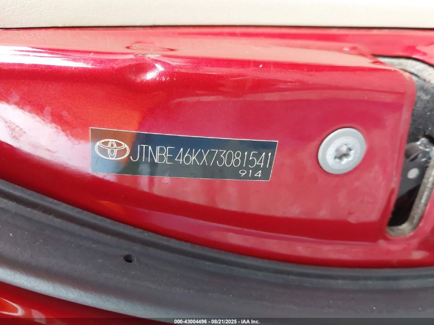 2007 Toyota Camry Le VIN: JTNBE46KX73081541 Lot: 43004496
