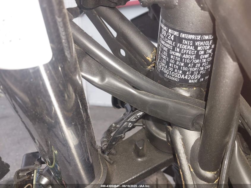 2025 Kawasaki Ex500 VIN: ML5EXGG10SDA42699 Lot: 43004641