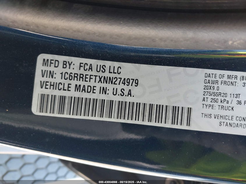 2022 RAM 1500 LONE STAR  4X2 5'7 BOX - 1C6RREFTXNN274979