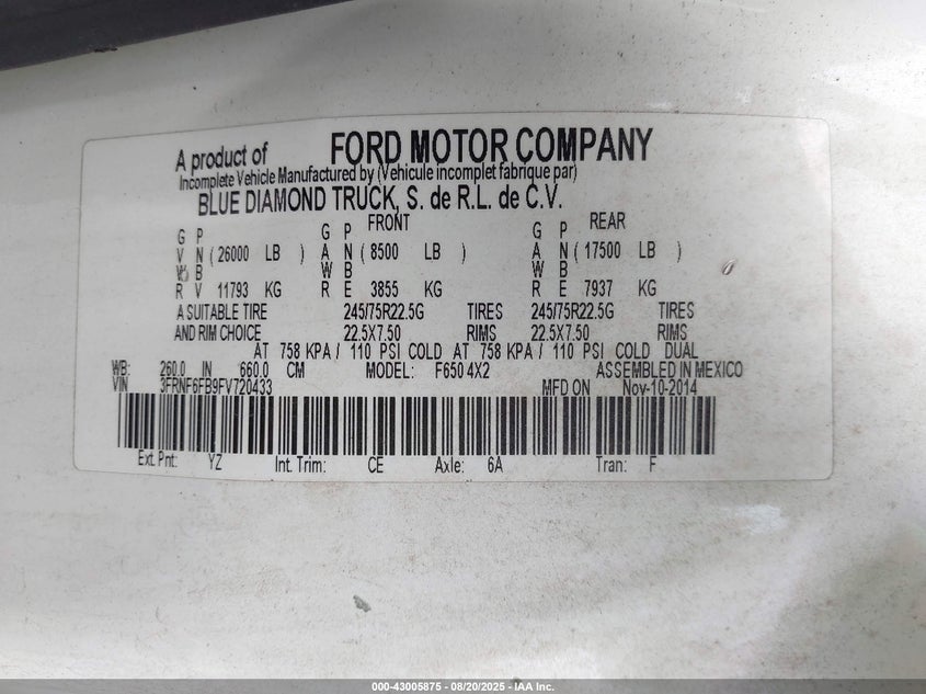 3FRNF6FB9FV720433 2015 FORD  photo no. 8