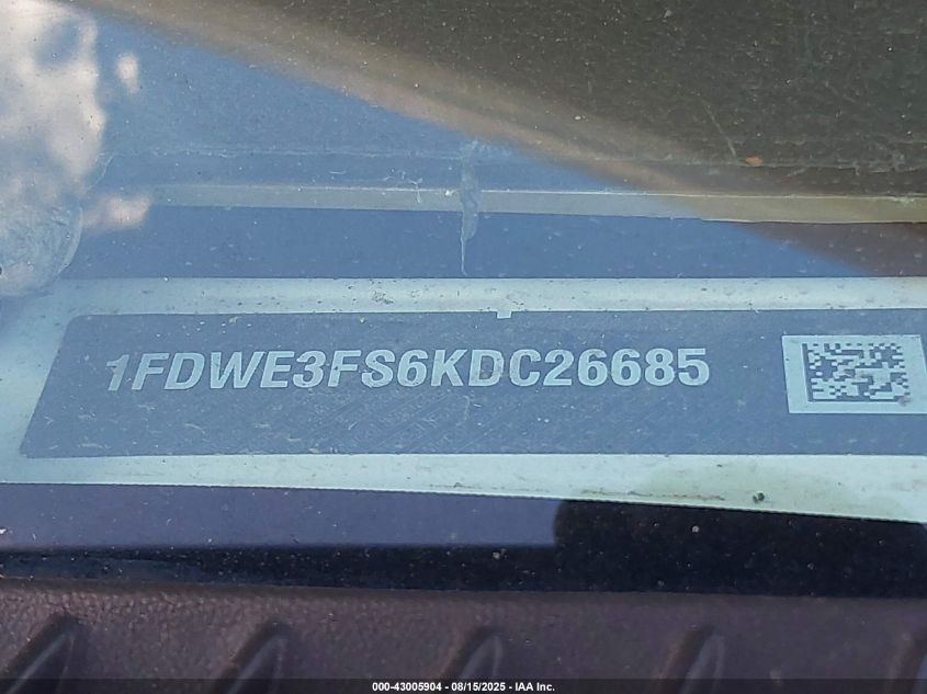 2020 Ford E-350 Cutaway VIN: 1FDWE3FS6KDC26685 Lot: 43005904